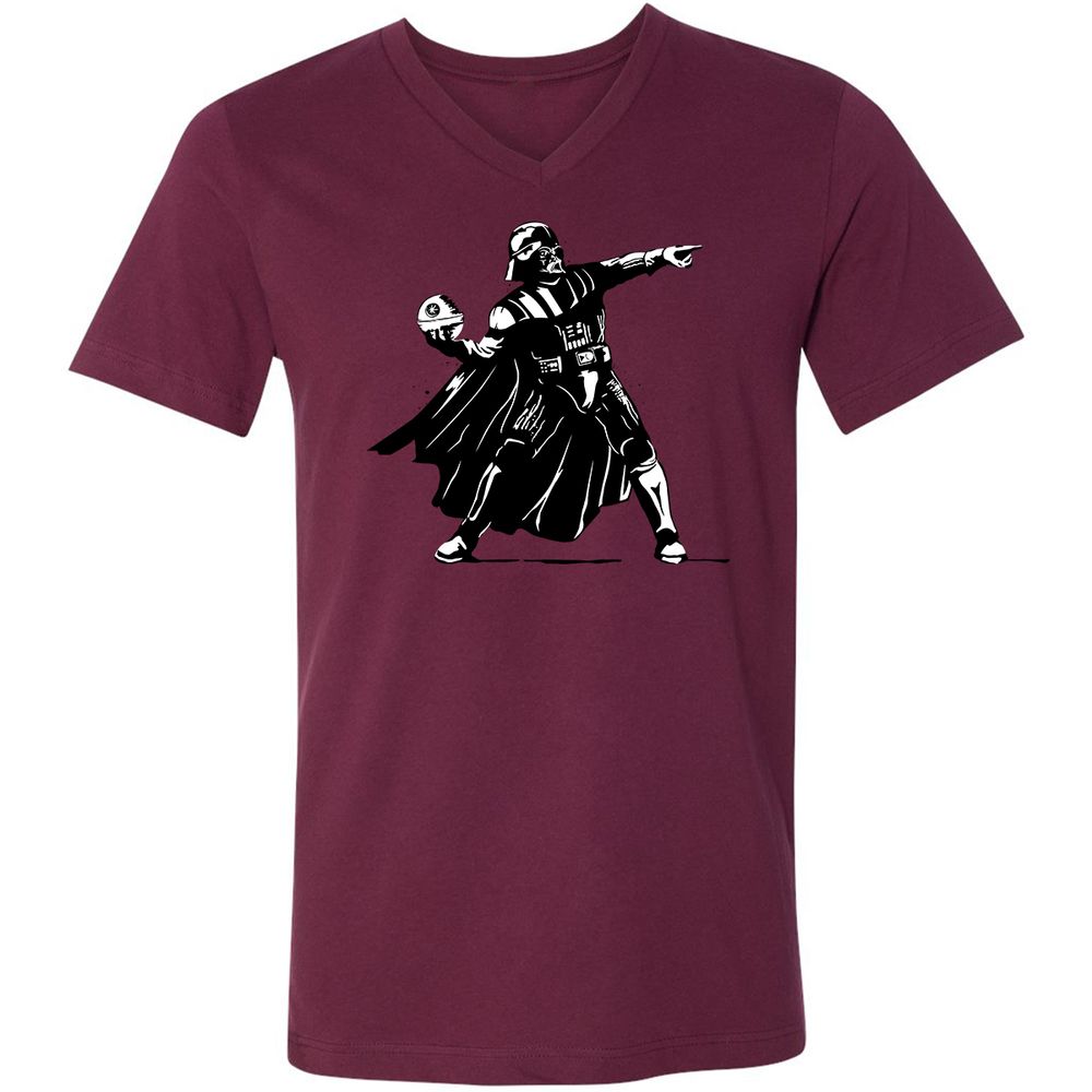 Unisex V-Neck T-Shirt - B81SR4X9 - Maroon - 6