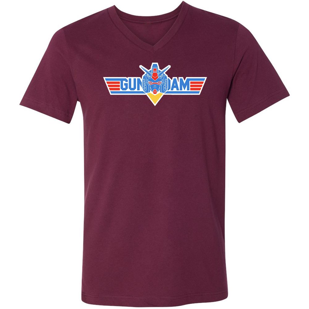 Unisex V-Neck T-Shirt - GL2LNRG3 - Maroon - 6