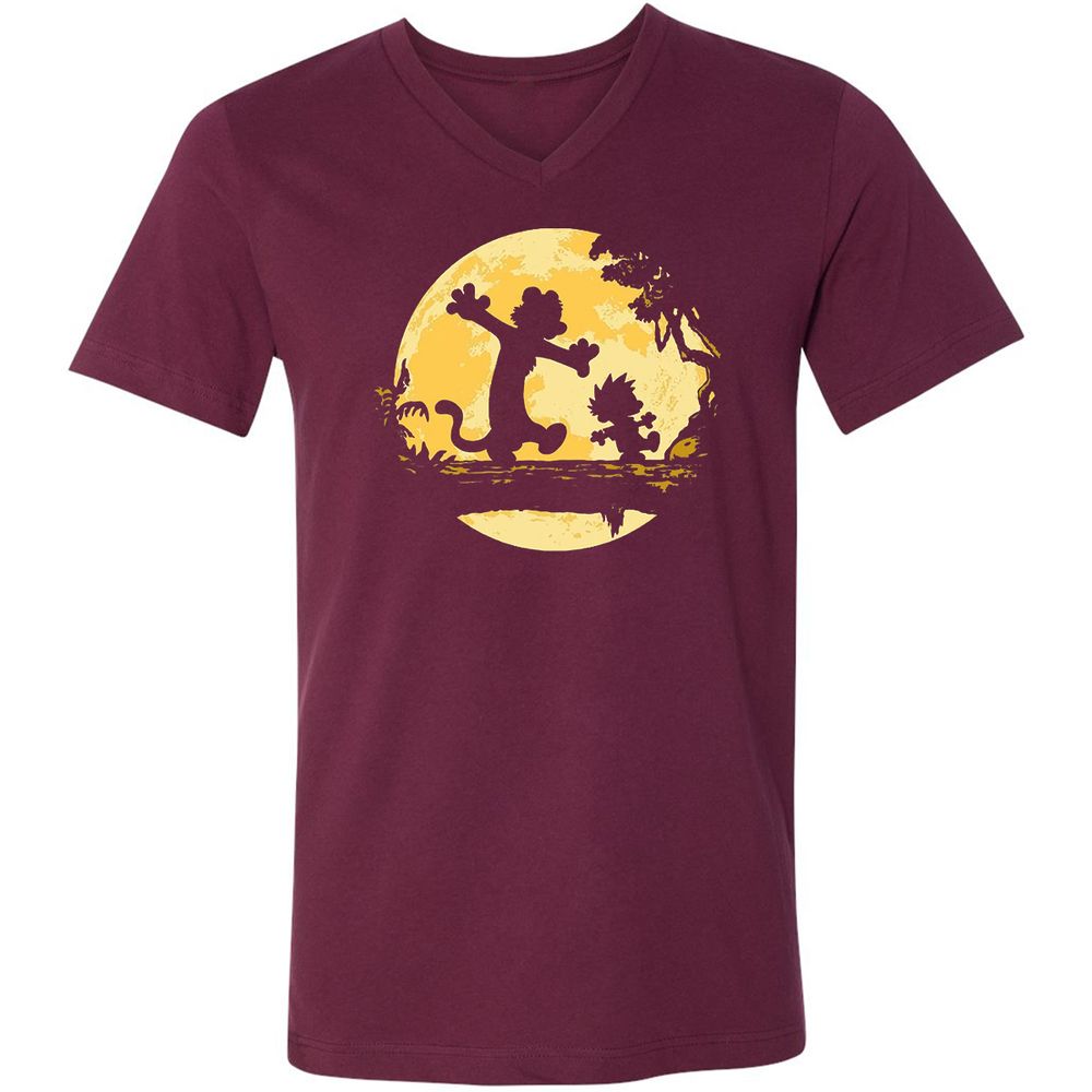 Unisex V-Neck T-Shirt - 7Y8HX3AQ - Maroon - 6