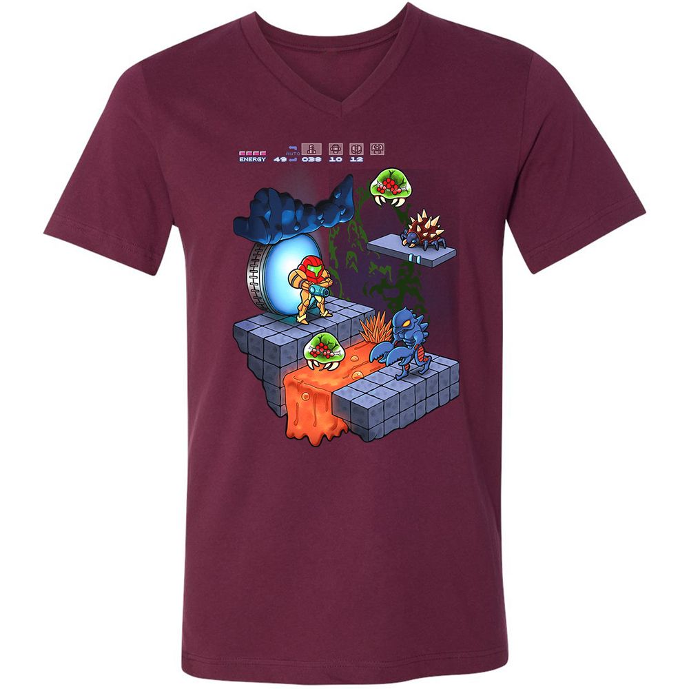 Unisex V-Neck T-Shirt - K3GPFWZM - Maroon - 6