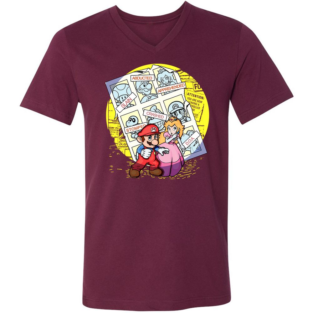 Unisex V-Neck T-Shirt - 6A8GYGWW - Maroon - 6