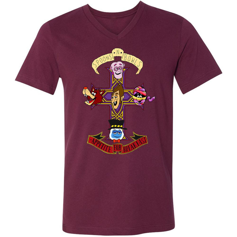 Unisex V-Neck T-Shirt - KYAQQT5S - Maroon - 6