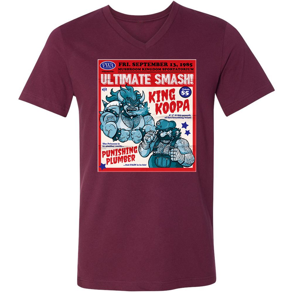 Unisex V-Neck T-Shirt - F5QCC2Q6 - Maroon - 6