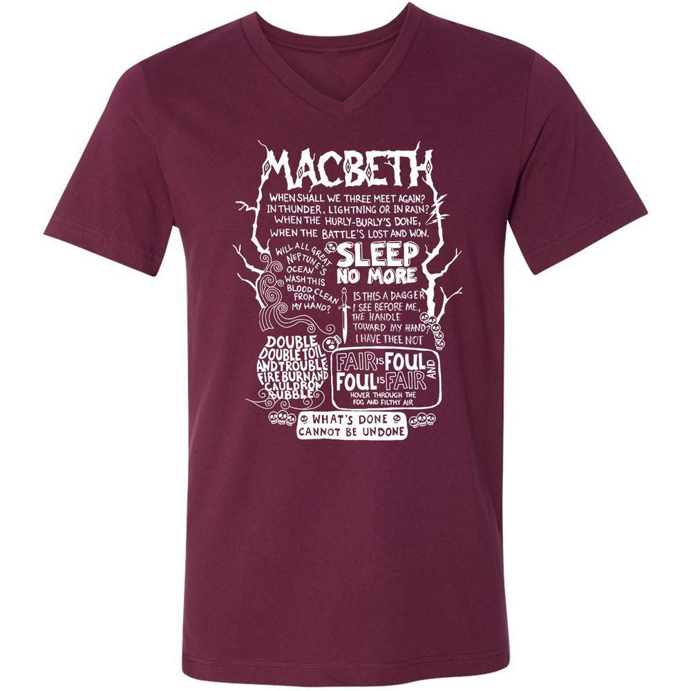 Unisex V-Neck T-Shirt - YE35DLUN - Maroon - 6
