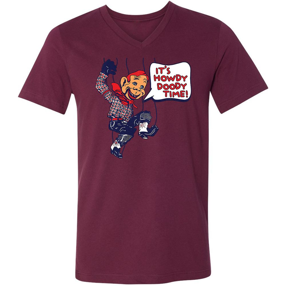 Unisex V-Neck T-Shirt - TXFQE2PB - Maroon - 6