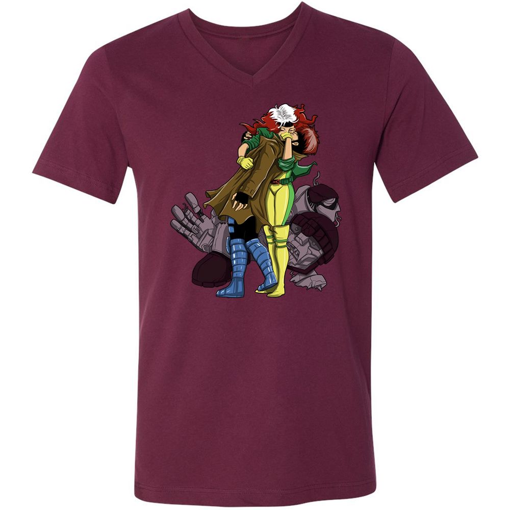 Unisex V-Neck T-Shirt - EYWFP9R9 - Maroon - 6