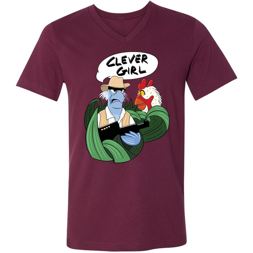 Unisex V-Neck T-Shirt - ZTP5KQZD - Maroon - 6