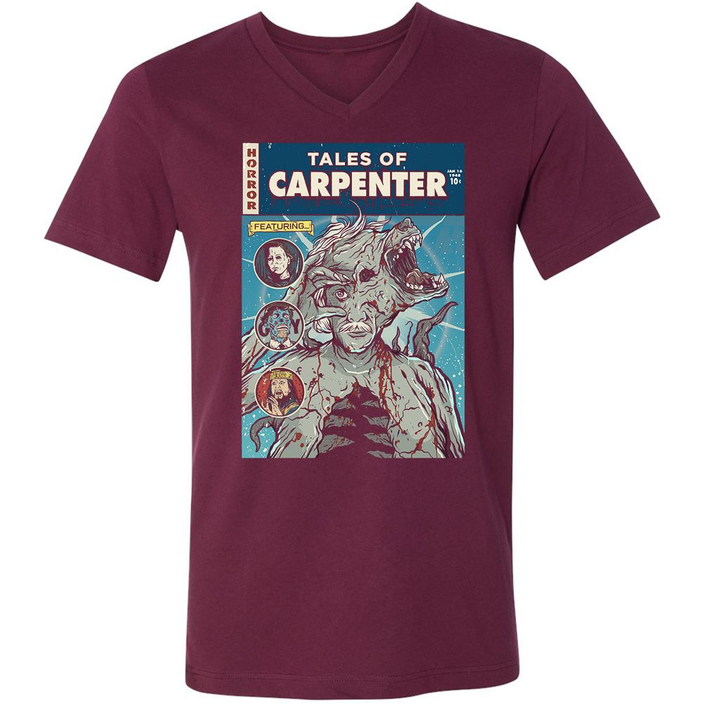 Unisex V-Neck T-Shirt - QNHU2TYU - Maroon - 6