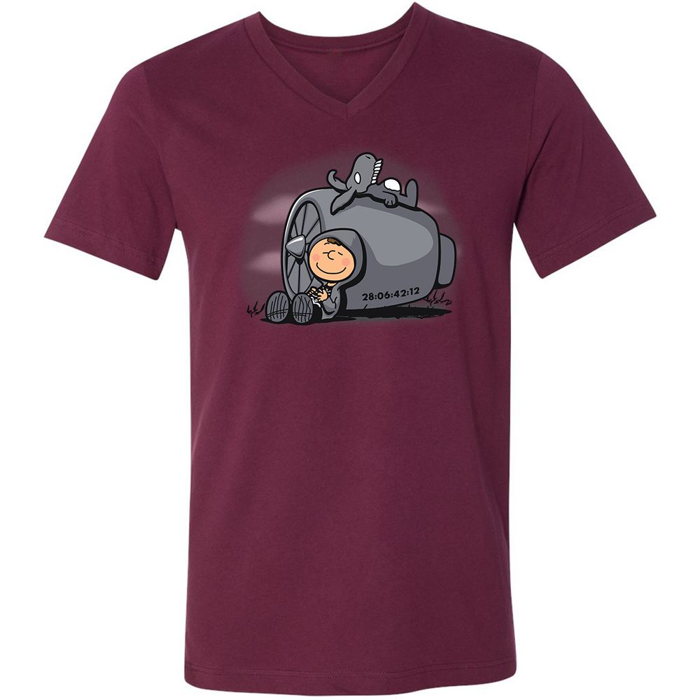 Unisex V-Neck T-Shirt - 42AFLYKU - Maroon - 6