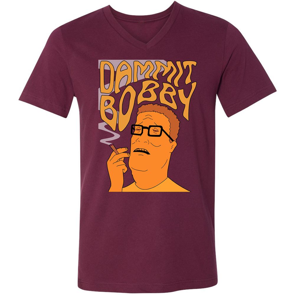 Unisex V-Neck T-Shirt - 96C3D54K - Maroon - 6