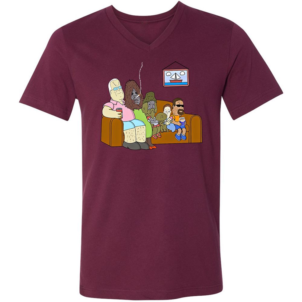 Unisex V-Neck T-Shirt - 4FZ2DKDU - Maroon - 6