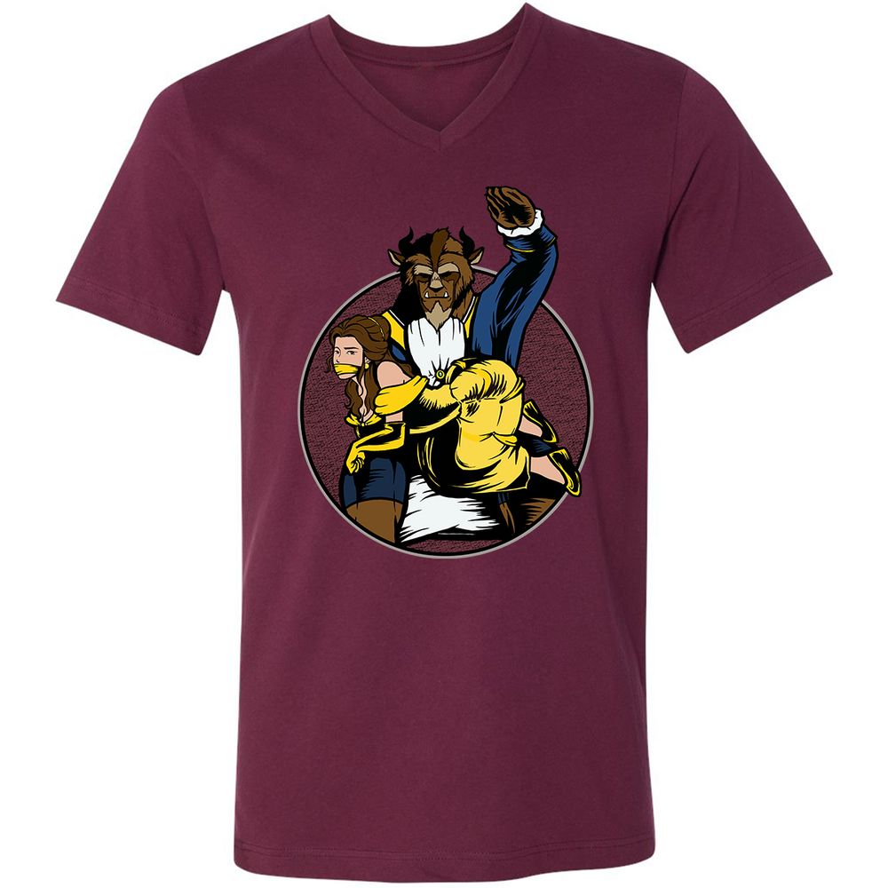Unisex V-Neck T-Shirt - 41B8CMJA - Maroon - 6