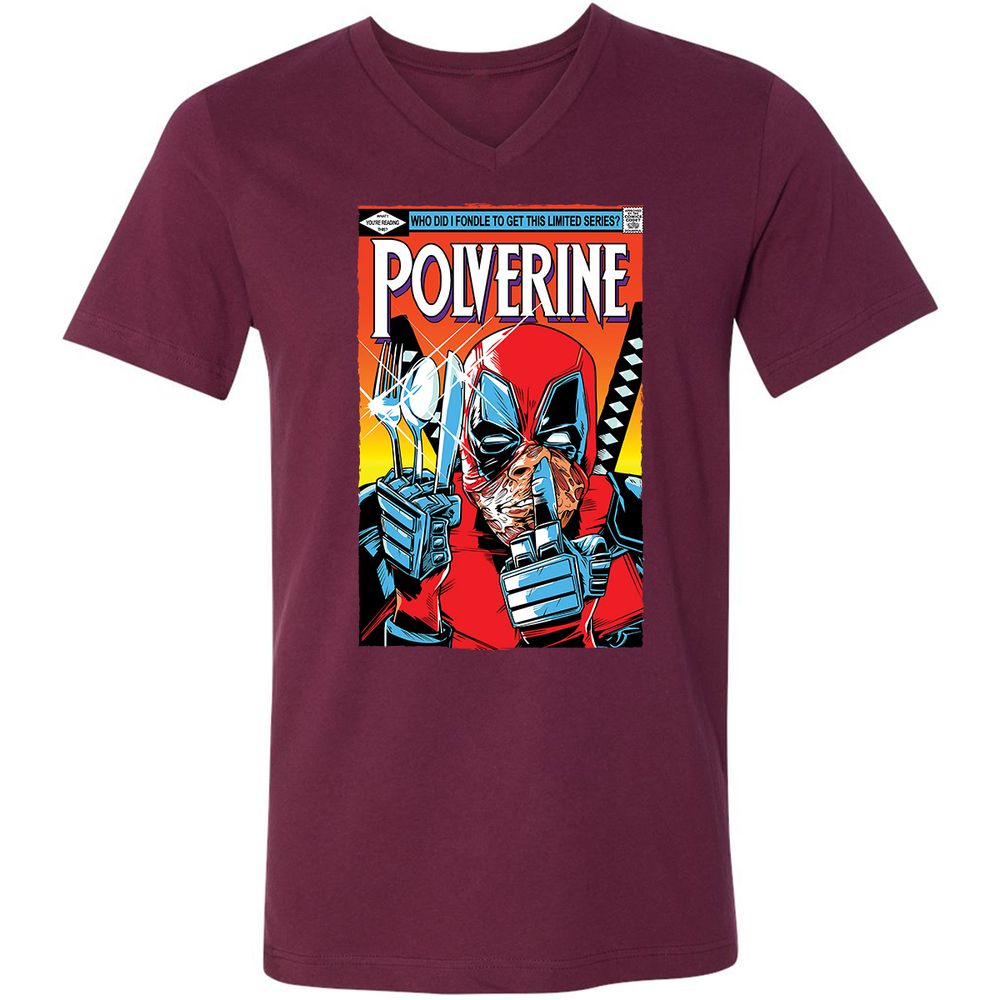 Unisex V-Neck T-Shirt - PW8G3DXL - Maroon - 6