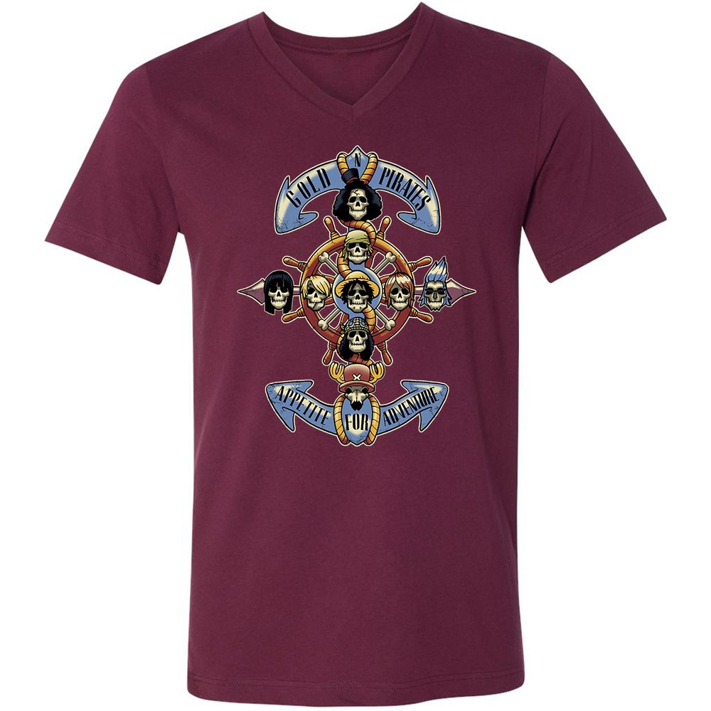 Unisex V-Neck T-Shirt - NPJ5LTPQ - Maroon - 6
