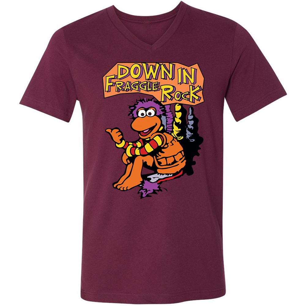 Unisex V-Neck T-Shirt - P6YJE2YU - Maroon - 6