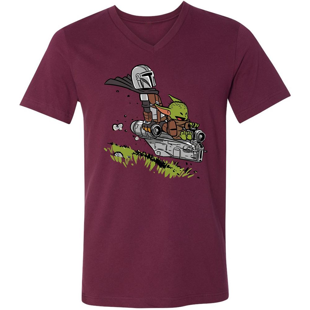 Unisex V-Neck T-Shirt - FA8AQ1J4 - Maroon - 6