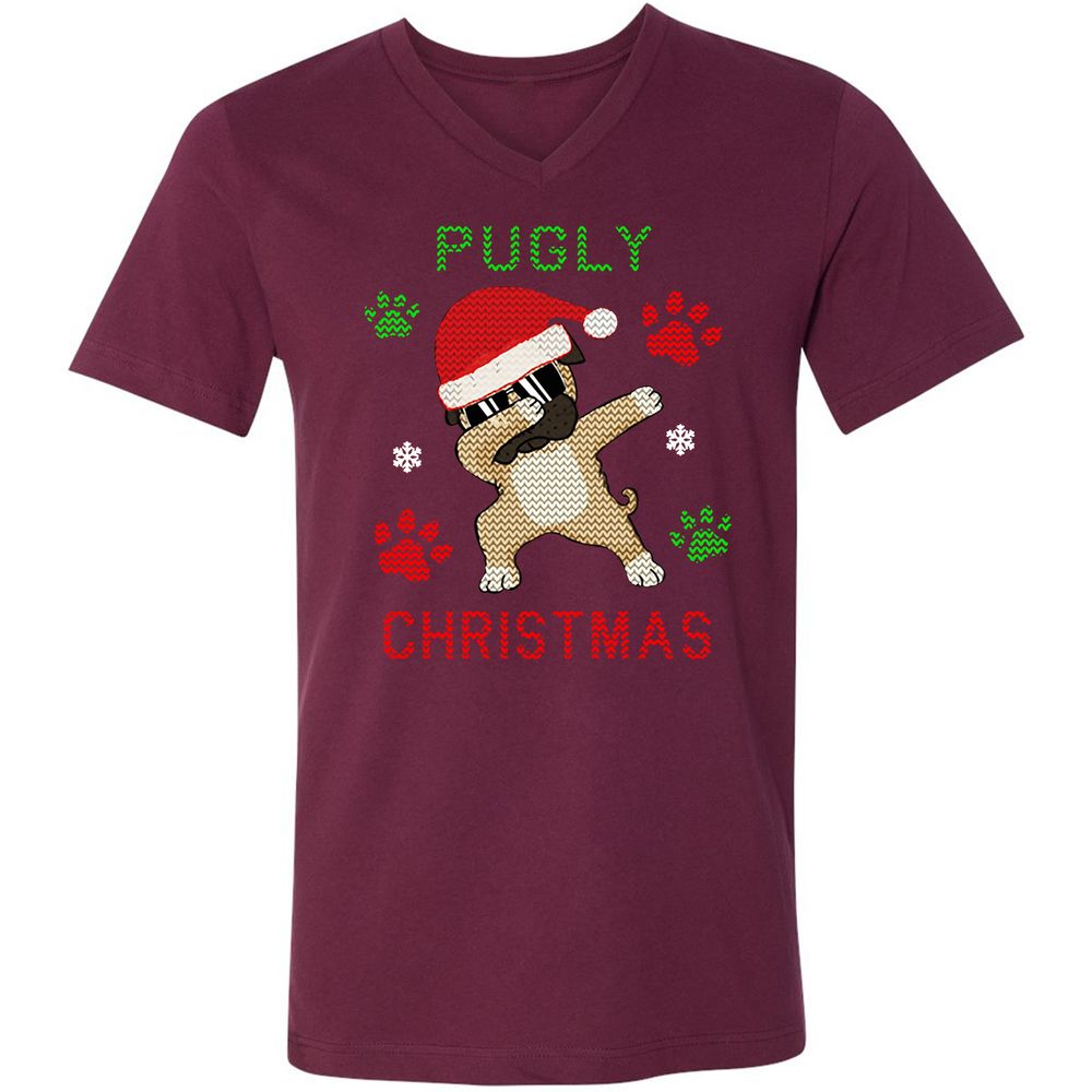 Unisex V-Neck T-Shirt - VBAC8H4S - Maroon - 6
