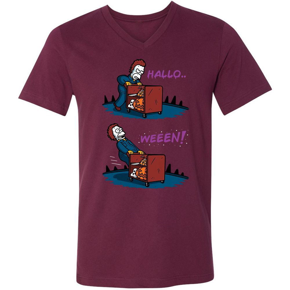 Unisex V-Neck T-Shirt - MMVAQEWT - Maroon - 6