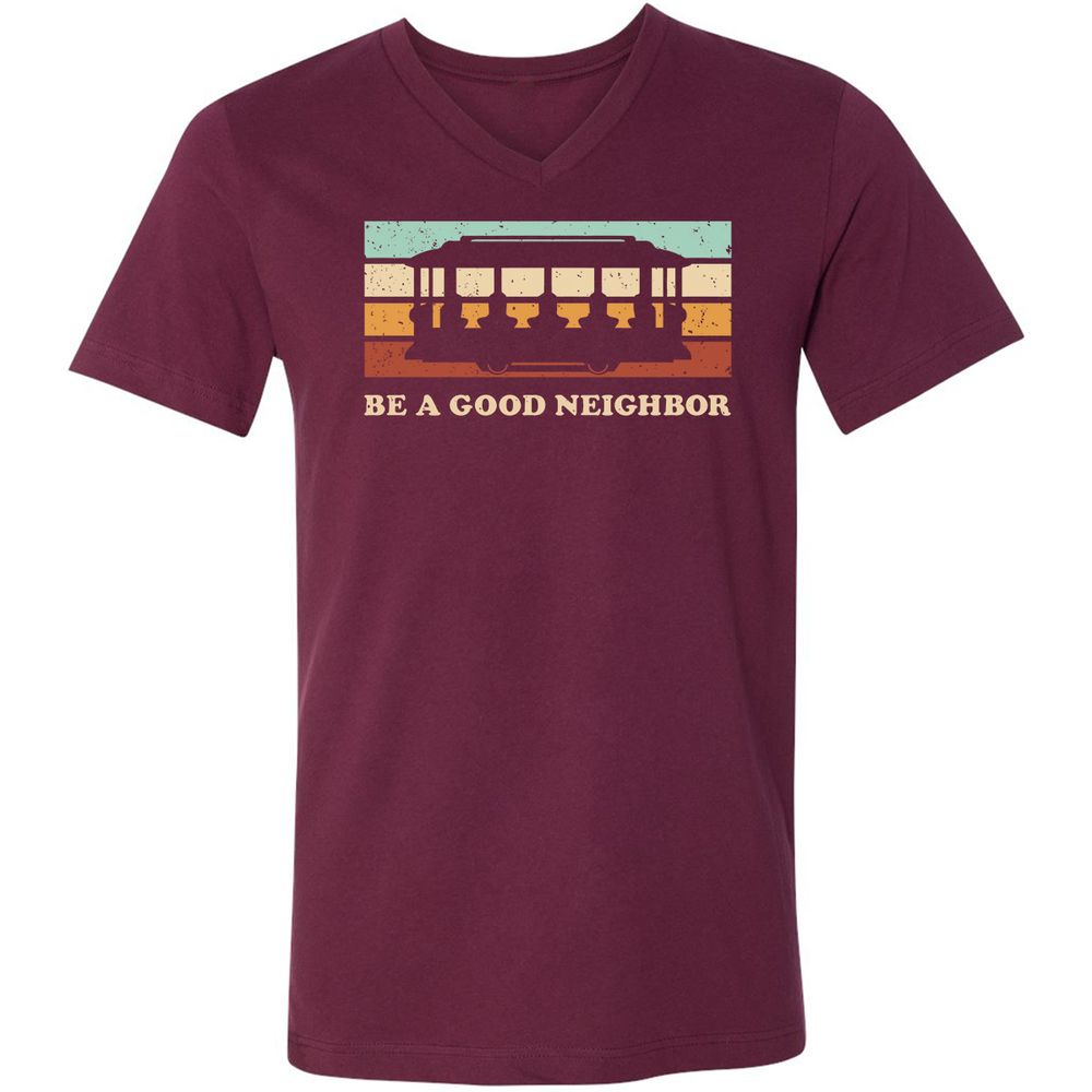 Unisex V-Neck T-Shirt - NYFNZ1QH - Maroon - 6