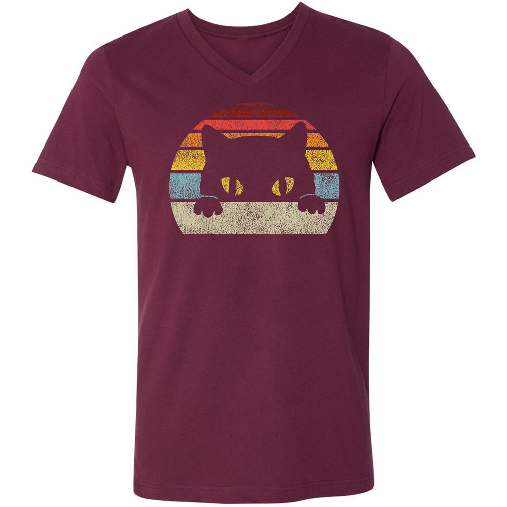 Unisex V-Neck T-Shirt - 8424QMBJ - Maroon - 6