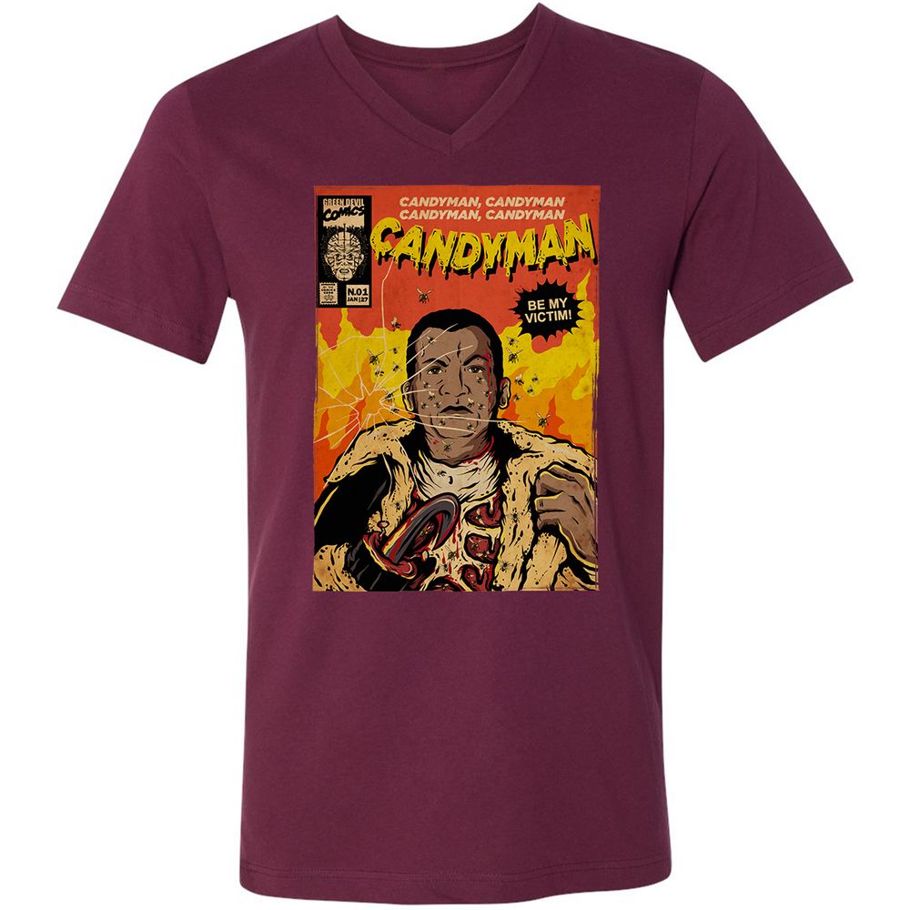 Unisex V-Neck T-Shirt - BKH4T9YG - Maroon - 6