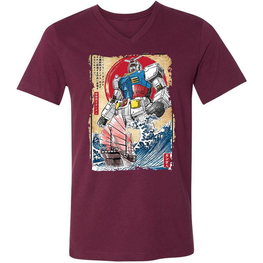 Unisex V-Neck T-Shirt - DMSZZYLK - Maroon - 6