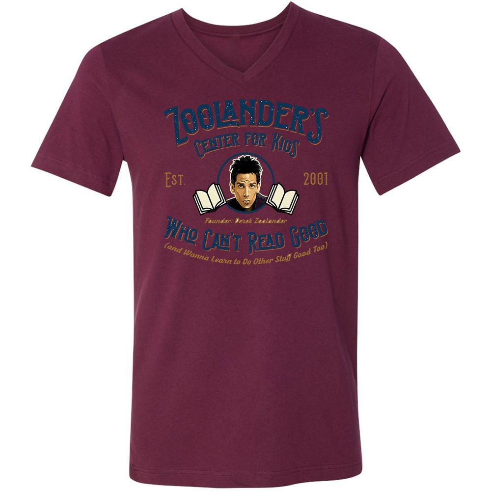 Unisex V-Neck T-Shirt - EVHZ8NUY - Maroon - 6
