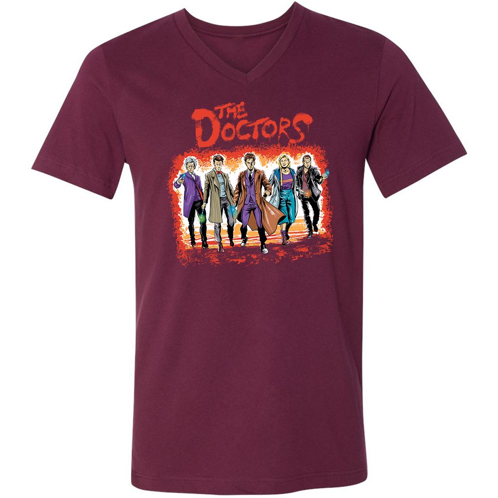 Unisex V-Neck T-Shirt - GRRQ6M1N - Maroon - 6