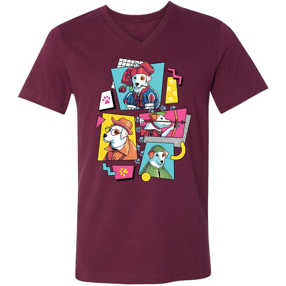 Unisex V-Neck T-Shirt - ERVZNU8R - Maroon - 6