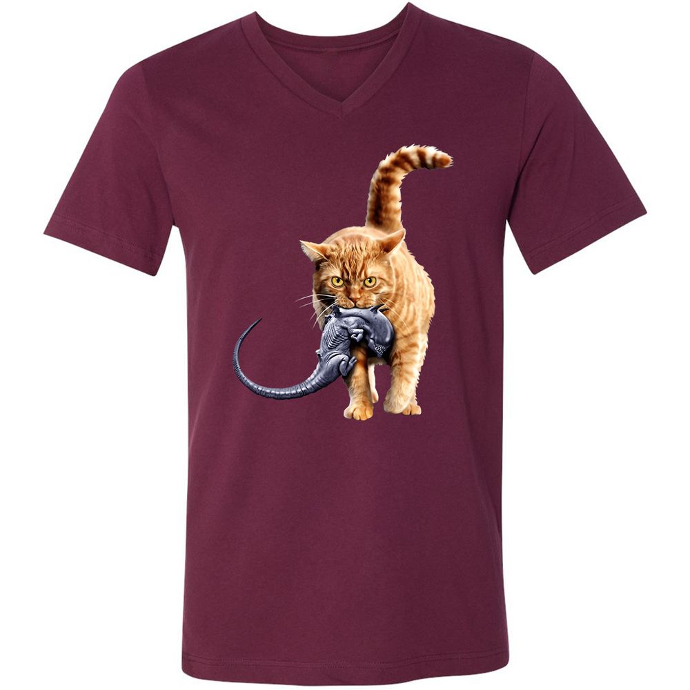 Unisex V-Neck T-Shirt - T1YKC78L - Maroon - 6