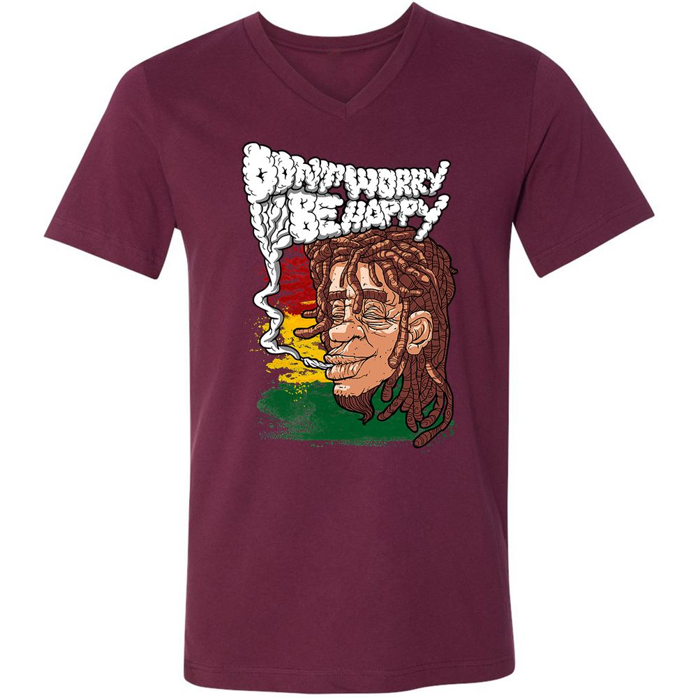 Unisex V-Neck T-Shirt - TJG3RWVK - Maroon - 6