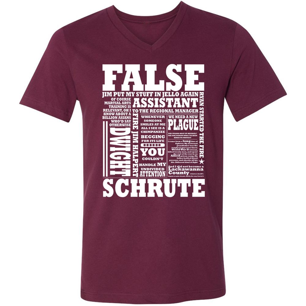 Unisex V-Neck T-Shirt - 2BE1JPTM - Maroon - 6