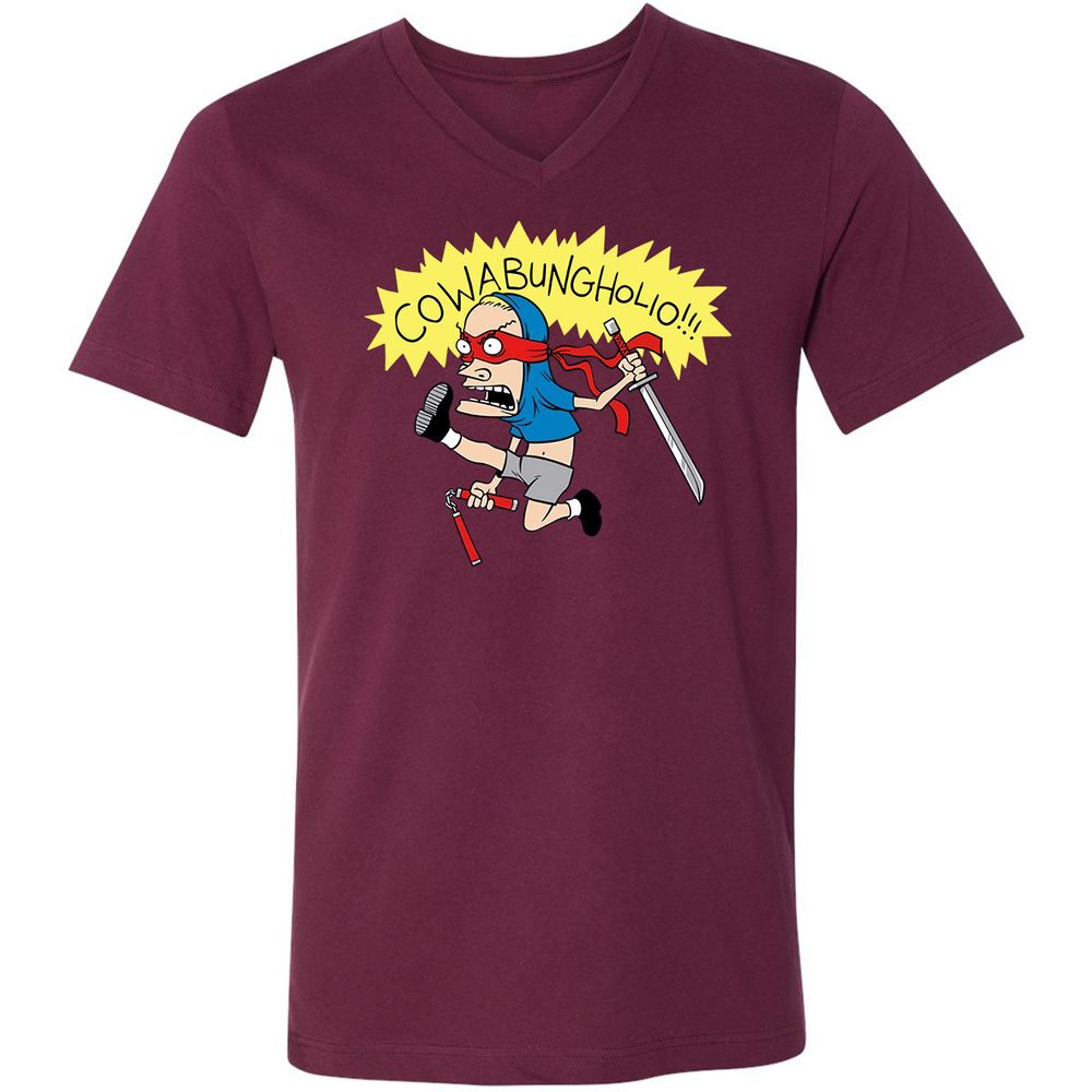 Unisex V-Neck T-Shirt - NJ2AJSK4 - Maroon - 6