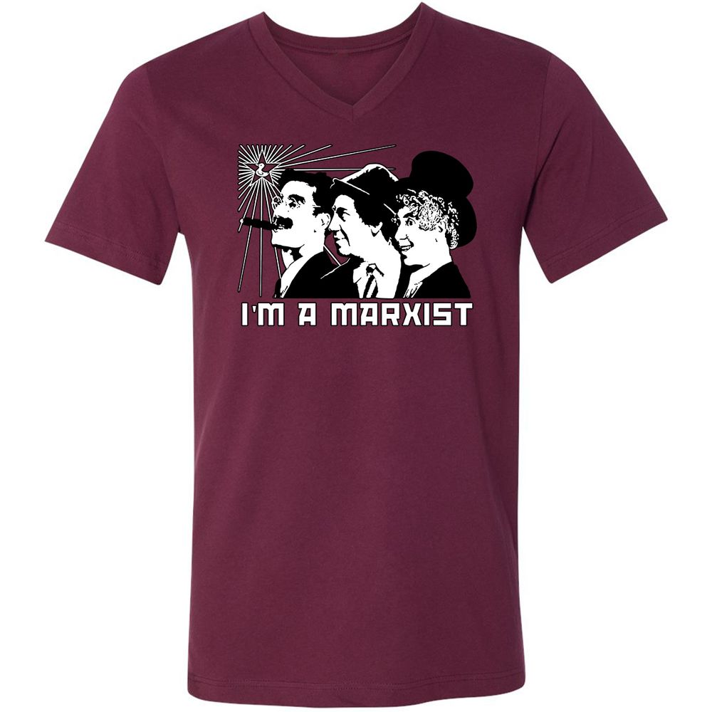 Unisex V-Neck T-Shirt - J9LPN5CU - Maroon - 6