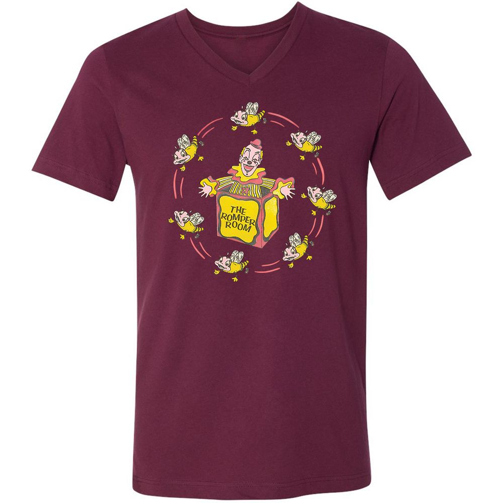 Unisex V-Neck T-Shirt - RL14QXK4 - Maroon - 6