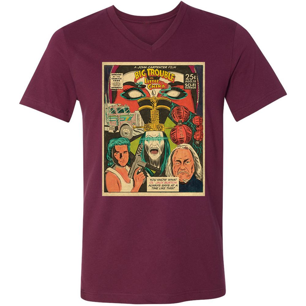 Unisex V-Neck T-Shirt - XYU8TWD1 - Maroon - 6