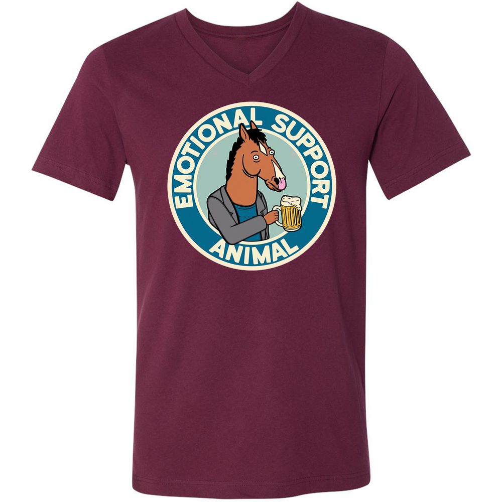 Unisex V-Neck T-Shirt - D2JS2FTS - Maroon - 6