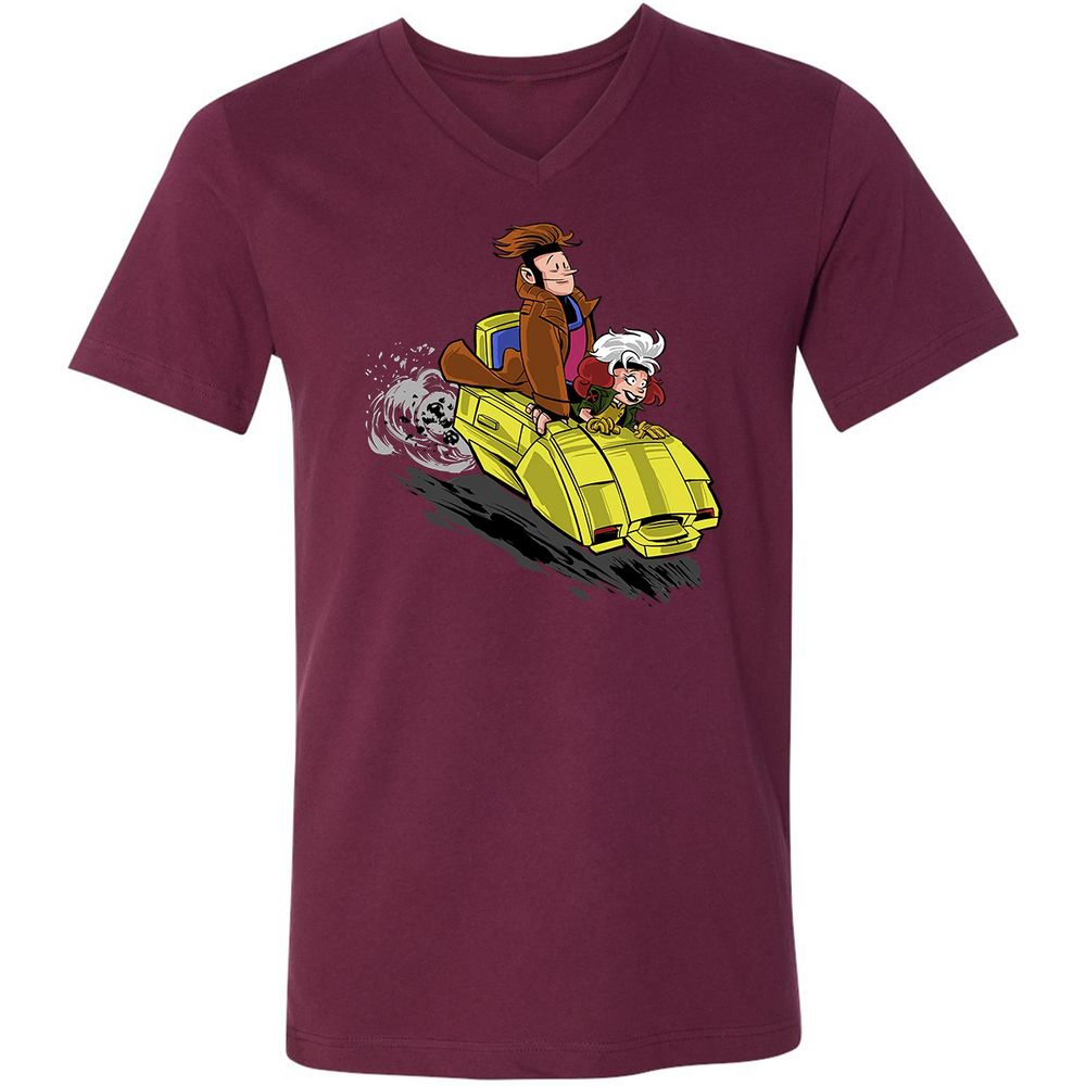 Unisex V-Neck T-Shirt - LWV6KYN9 - Maroon - 6