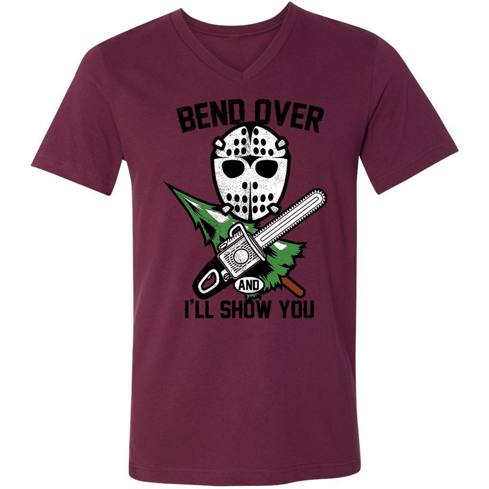 Unisex V-Neck T-Shirt - NYX8HYNM - Maroon - 6