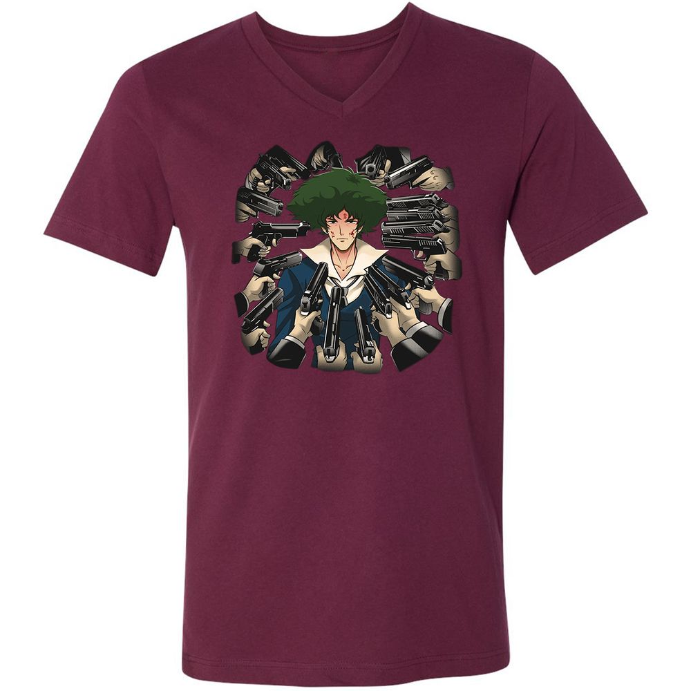 Unisex V-Neck T-Shirt - 29QX9W7P - Maroon - 6
