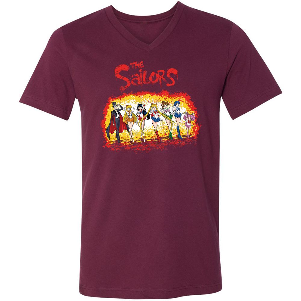 Unisex V-Neck T-Shirt - TJEQEL99 - Maroon - 6