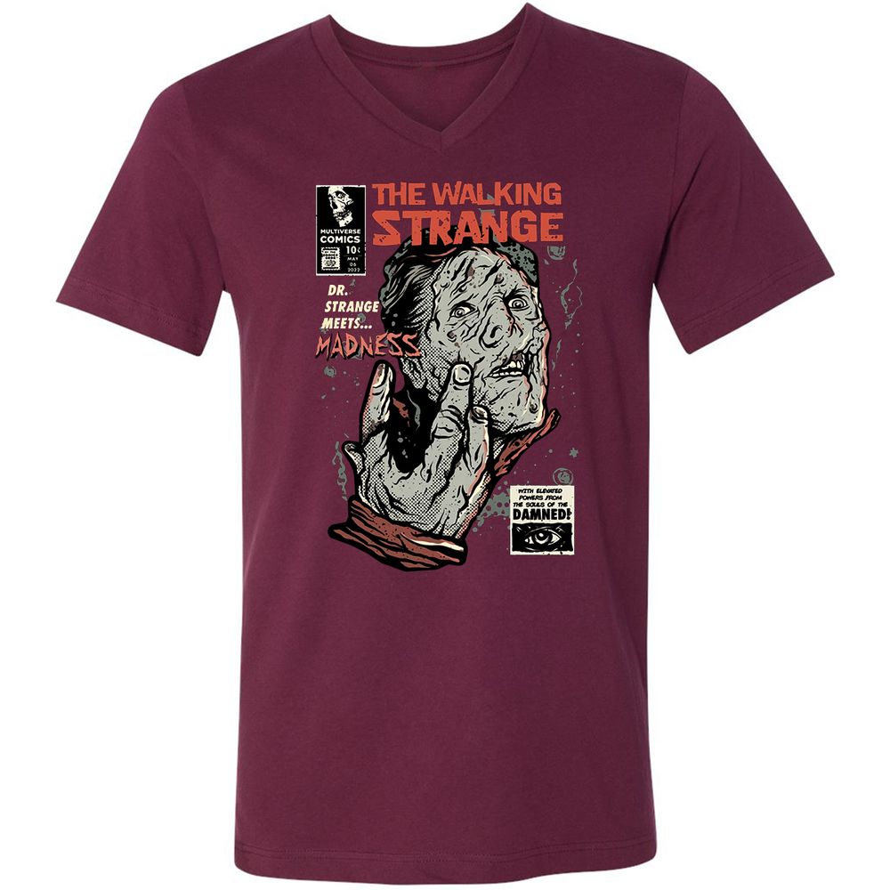 Unisex V-Neck T-Shirt - 4YK7WBK8 - Maroon - 6