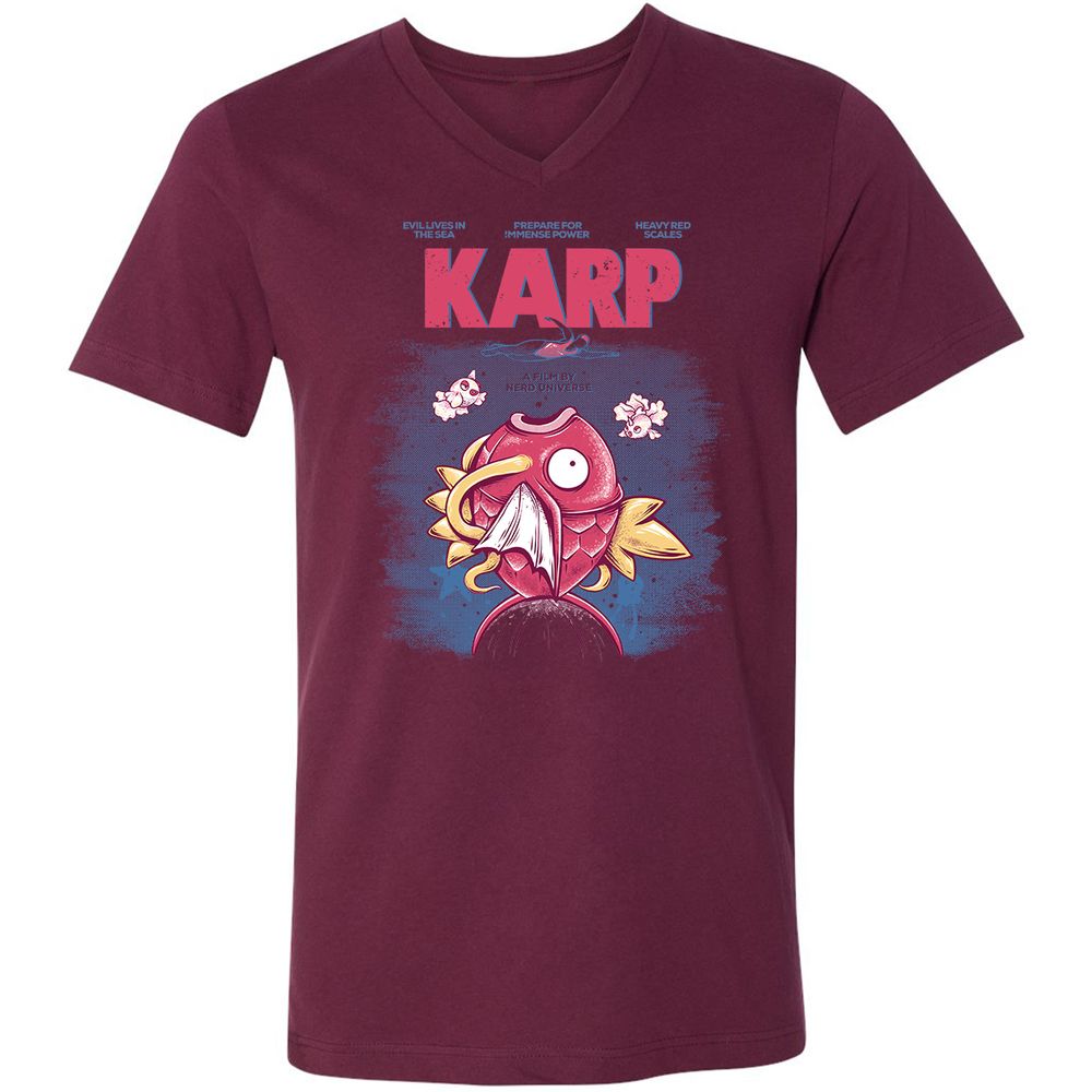 Unisex V-Neck T-Shirt - 67K9ZRBY - Maroon - 6