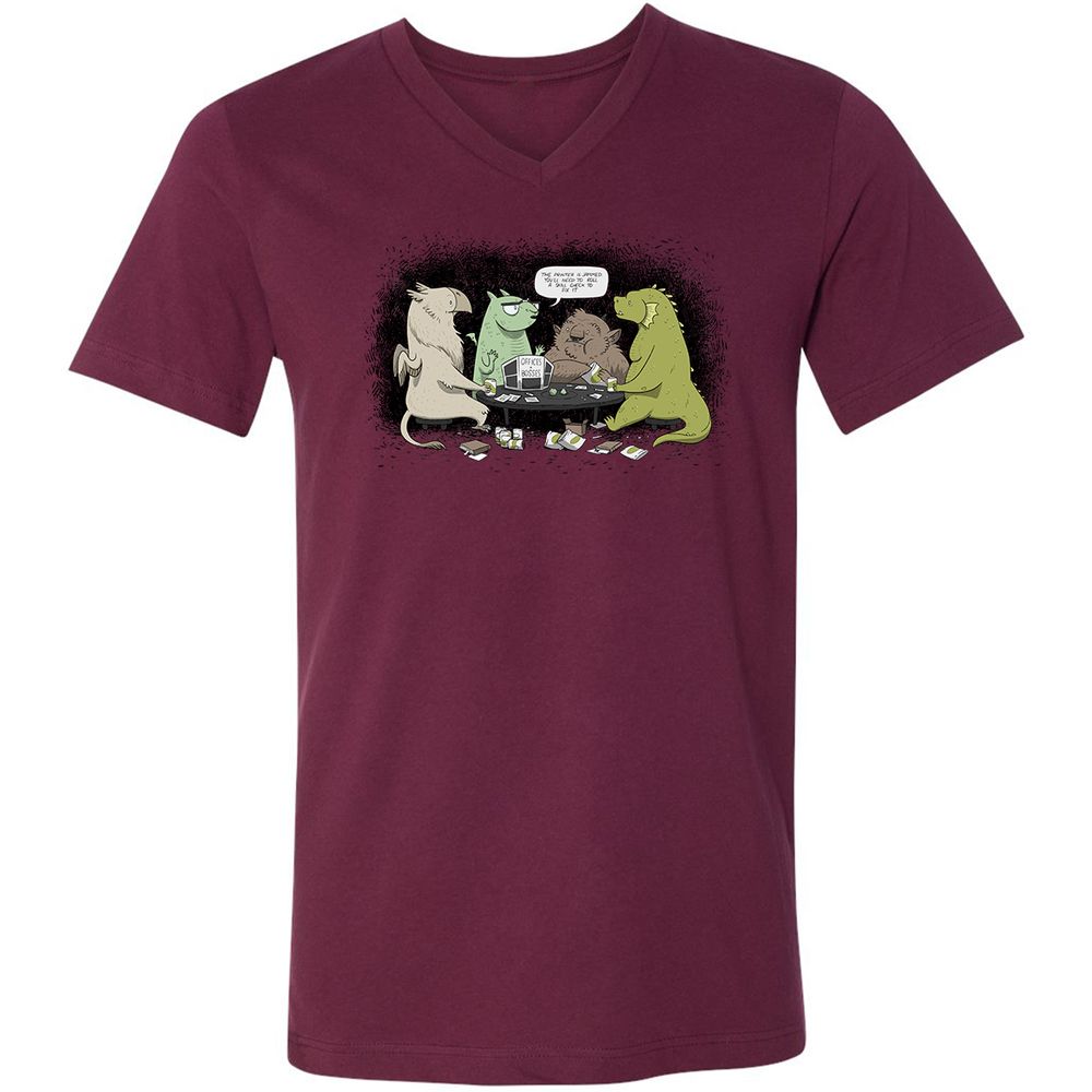 Unisex V-Neck T-Shirt - SD7TTJE3 - Maroon - 6