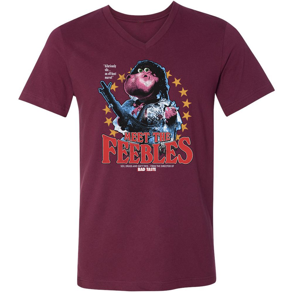 Unisex V-Neck T-Shirt - FVD1AQVM - Maroon - 6