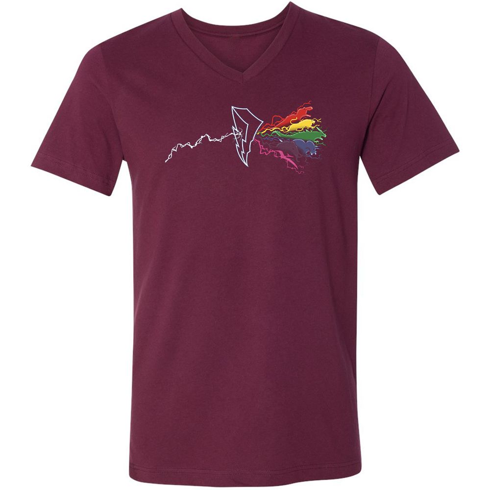 Unisex V-Neck T-Shirt - EM1HK1K8 - Maroon - 6