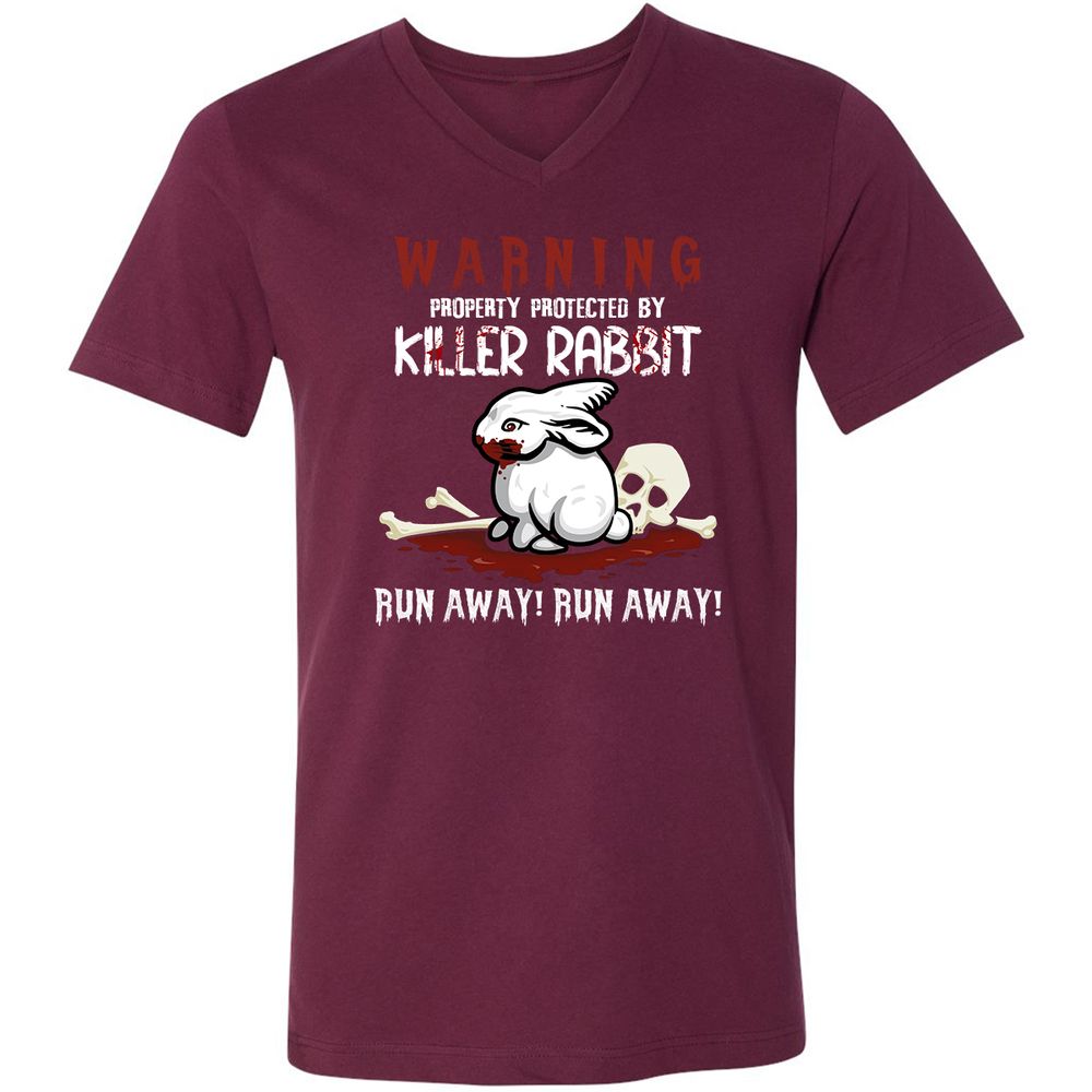 Unisex V-Neck T-Shirt - PWJBPH3J - Maroon - 6