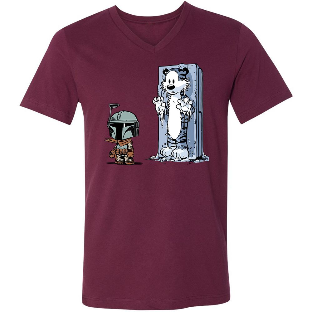 Unisex V-Neck T-Shirt - JN7RCT4G - Maroon - 6