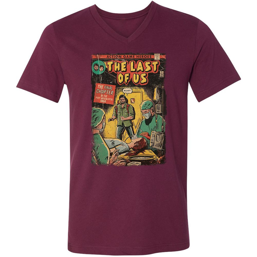 Unisex V-Neck T-Shirt - UMTZW76H - Maroon - 6