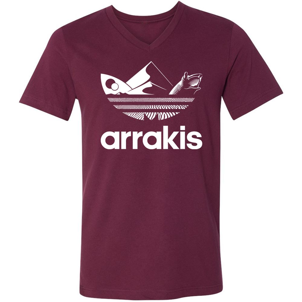 Unisex V-Neck T-Shirt - JJS7WJMZ - Maroon - 6